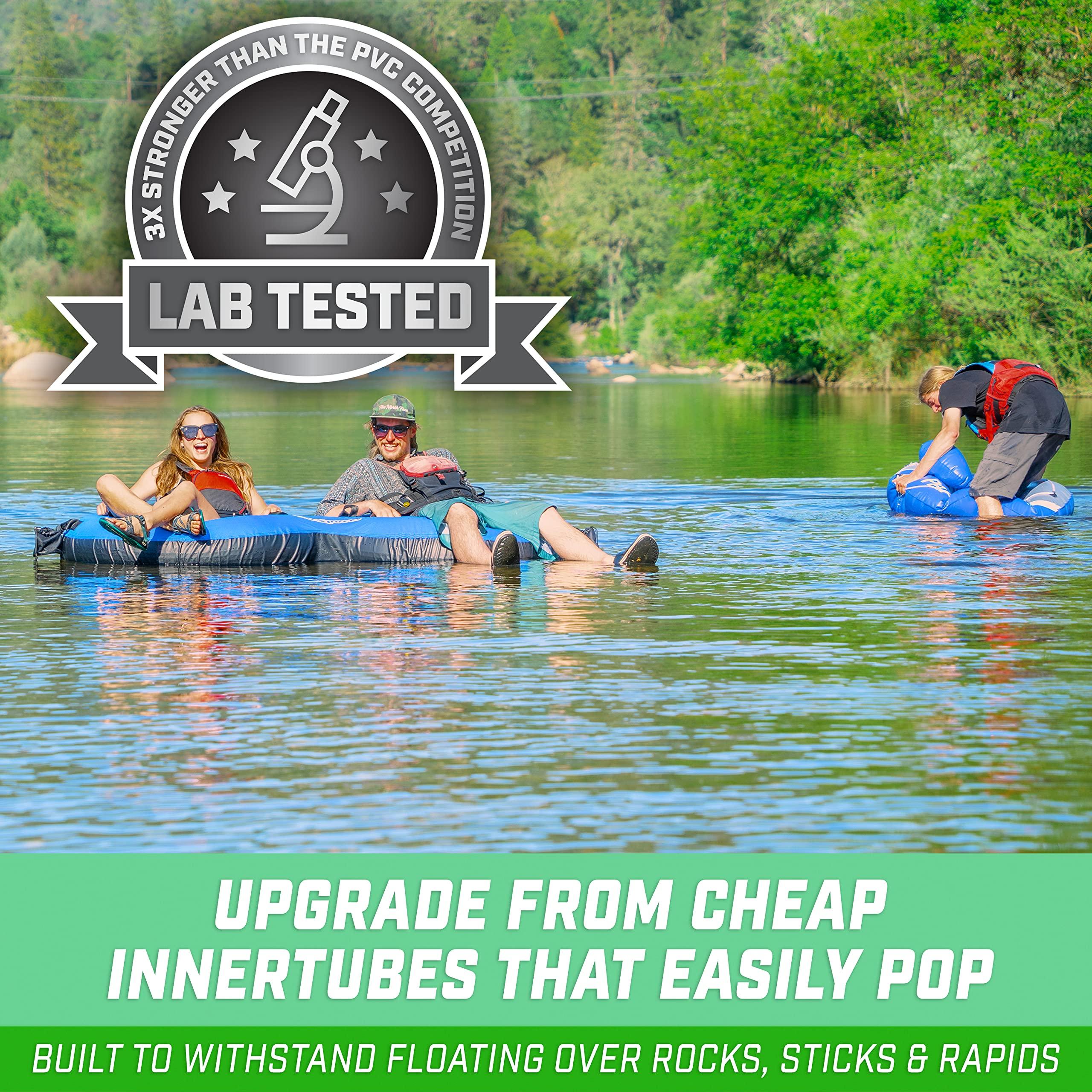 GoSports GoSports Heavy-Duty 2 Person Floating River Tube with Premium Canvas Cover-Commercial Grade Double River Tube-Blue