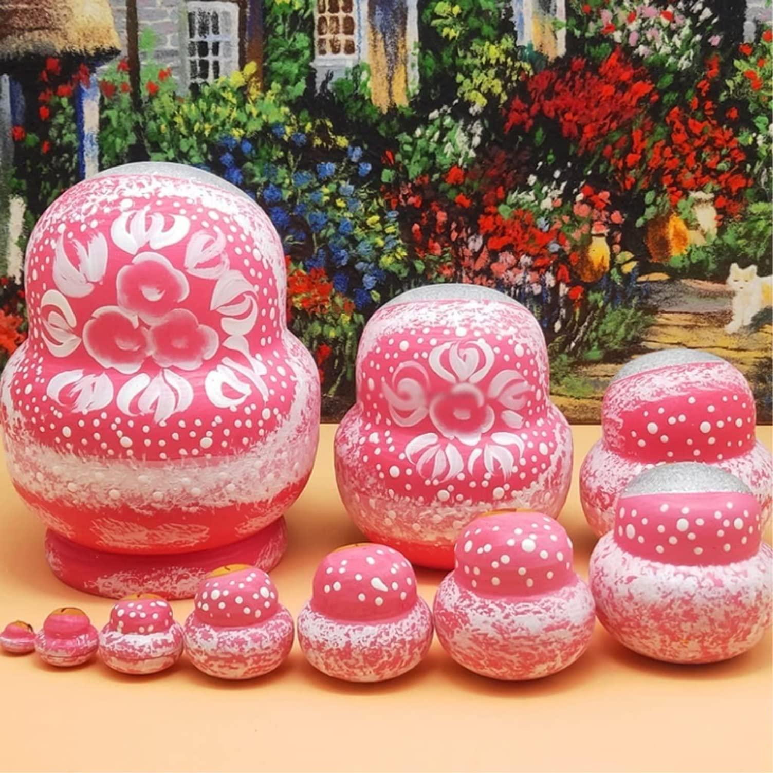 CZYJIA Matryoshka Dolls Nesting Dolls Russian Dolls Matryoshka Set Handmade Wooden Russian Nesting Dolls Set 10 Pieces for Toy Birthday Christmas Decoration Russian Nesting Dolls Stacking Dolls