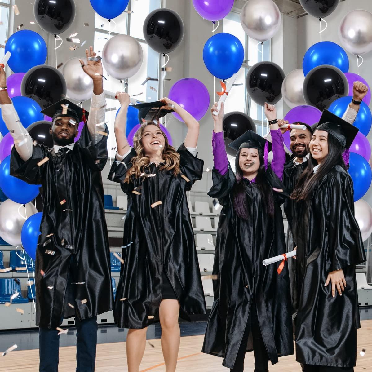 PASOCON Blue Black Purple Balloon Arch Garland Kit - 125PCS Purple Blue Balloons Blue Silver Black Balloons Video Game Birthday Decorations for Video Gaming Miner Birthday Halloween Party Decors