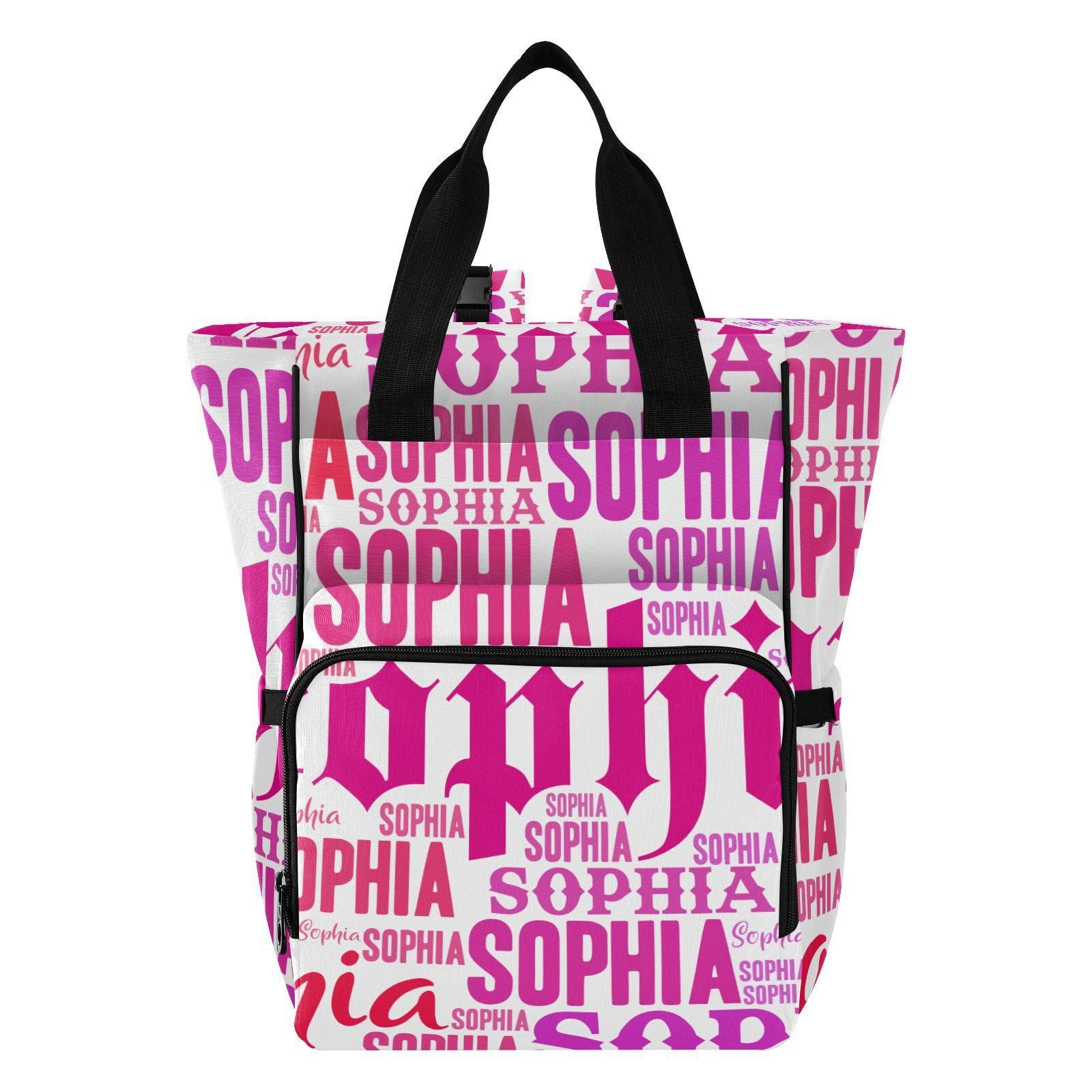 Emelivor Emelivor Custom Name White Diaper Bag Backpack Multi-Function Diaper Bag Personalized Nursing Bag with Stroller Straps for Gifts