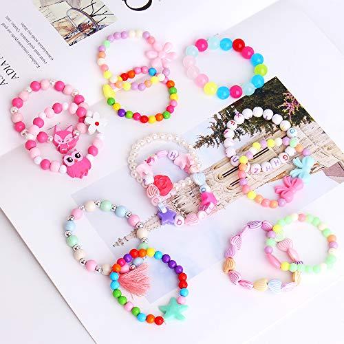 ONESING ONESING 22 Pcs Toddler Costume Jewelry Gift Princess Necklace Bracelet Set Girls Play Jewelry Kit Necklace Bracelet for Kids Play Dress Up