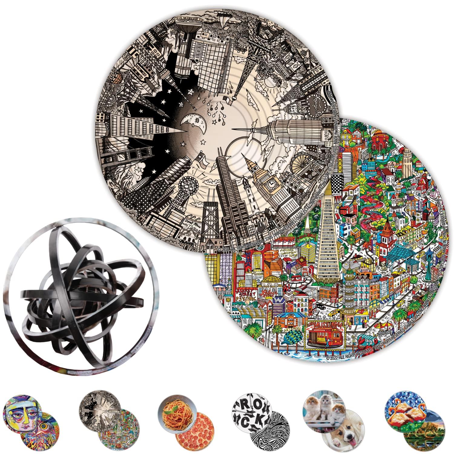 TCG Toys Spin Flip Puzzle - Charles Fazzino - Spin it, Flip it, Solve it! for Those who Love Brain teasers! Adult Fidget Toy. Great Gift for Mom, Dad, Teens, Men and Women