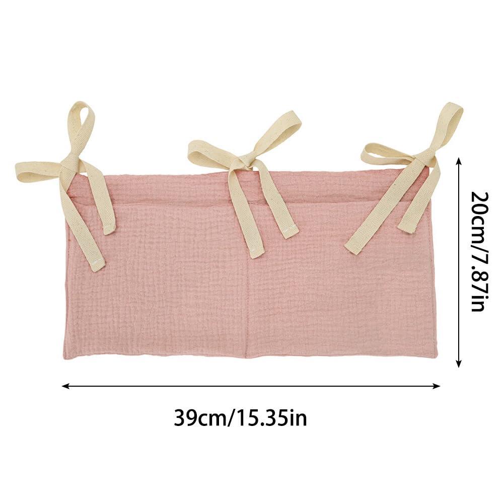Surakey Hanging Baby Diaper Caddy Organizer, Diaper Stacker, Baby Crib Pocket with Straps Classified Storage Bag Organizer for Nursery Diapers Wipes Baby Essentials (Gray)