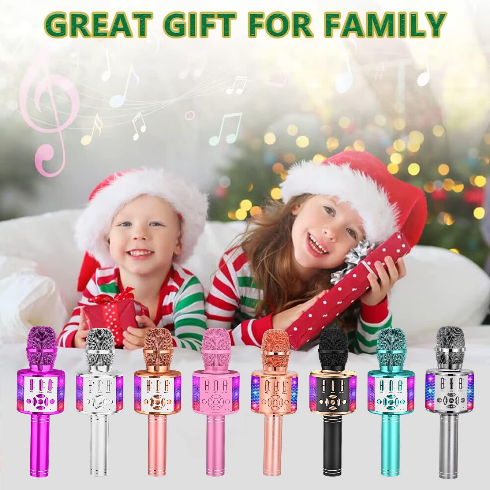 Amazmic Amazmic Kids Karaoke Microphone Machine Toys for Girls Bluetooth Microphone with LED Light, Birthday Gift for Girls Boys 3 4 5 6 7 8 9 10 11 12 Year Old Kids Toys(Blue)