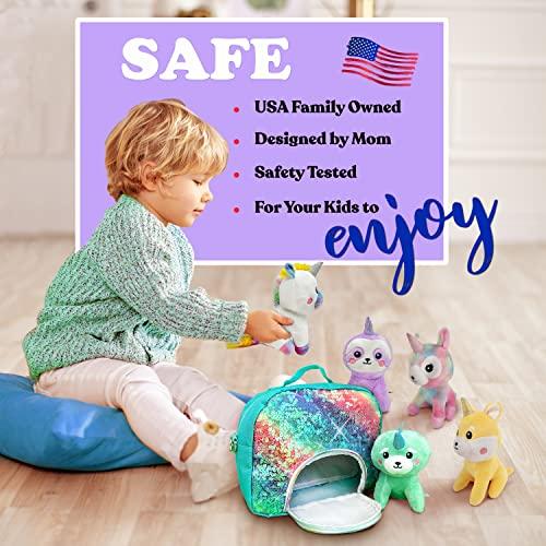 Pomkinz Unicorns Gifts for Girls Unicorn Stuffed Animals for Girls- Unicorn Toys for Girls Age 3 4 5 6 7 8 Year Old Little Girl Toys Plushies Stuffed Animal Plush Squishies Rainbow Toy Purse Little Girl Gifts