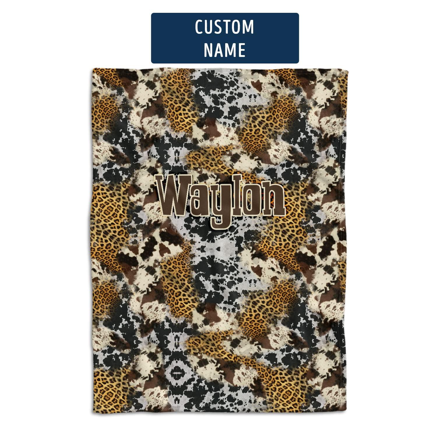 locobird Cow Print Blankets, Cowboy Baby Blankets, Baby Western Blankets, Personalized Baby Blankets for Girls Boys, Baby Stuff, Custom Baby Blankets Name Fleece Blankets for Newborn Infant Son Daughter
