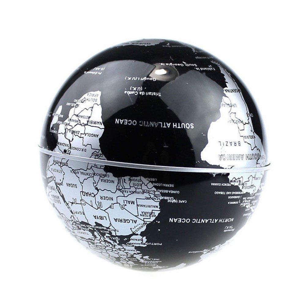 Senders Senders Floating Globe with LED Lights C Shape Magnetic Levitation Floating Globe World Map for Desk Decoration (Black-Silver)