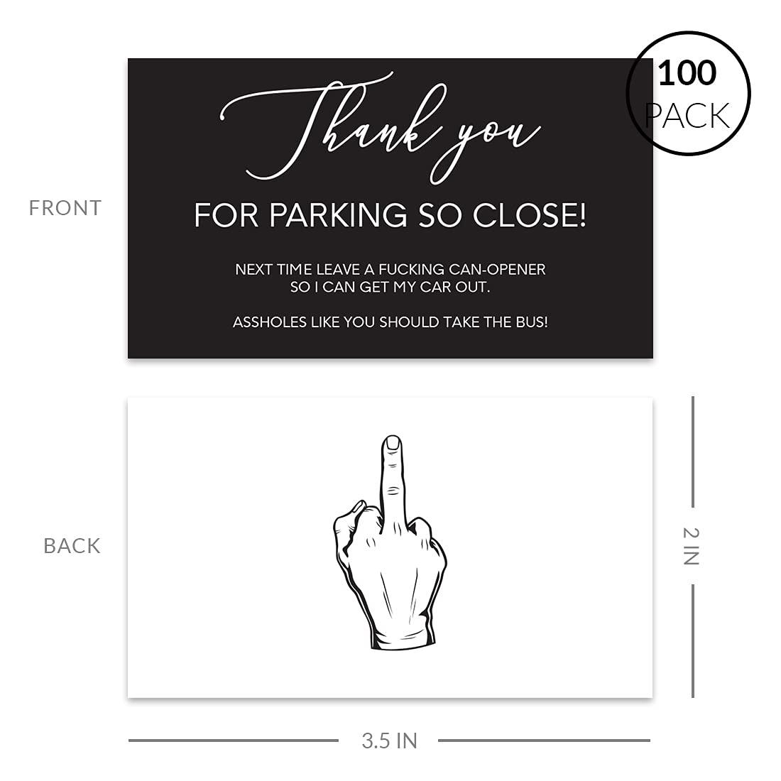 Andaz Press Andaz Press Funny Bad Parking Cards, Thank You For Parking So Close Prank Driving Fake Ticket Violation Gag Note Cards, Fun for Revenge Road Justice, For Men, Women, Him, Her, 100-Pack, 2 x 3.5-Inch