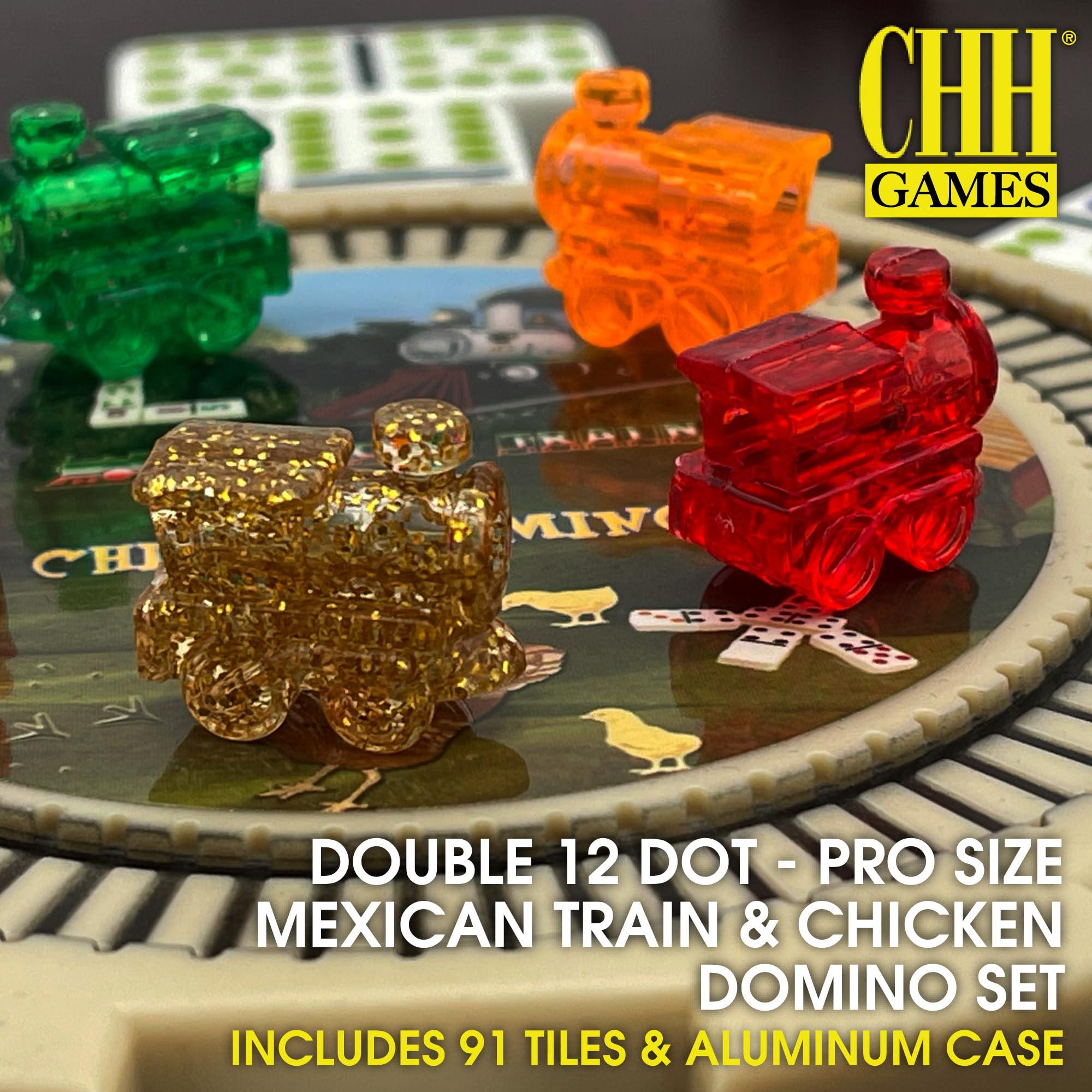 CHH Mexican Train & Chicken Domino Set, Professional Set of 91, Double of 12