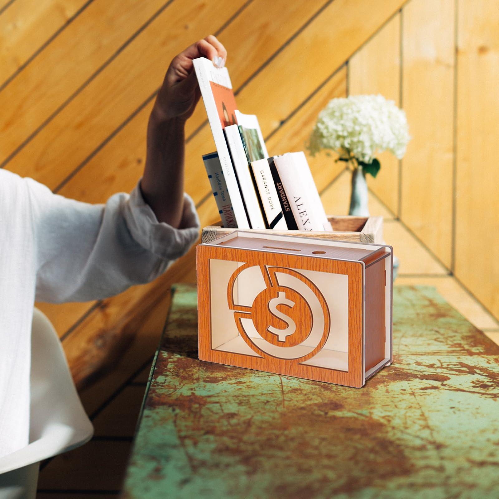 BLSYHDH BLSYHDH Wooden Savings Box, 2024 New Wooden Cash Saver Money Box Piggy Bank Pieces Counter Piggy Bank Money Box with Counter, Cash Vault Wood Money Box with Money Target and Numbers, Gift for Adults