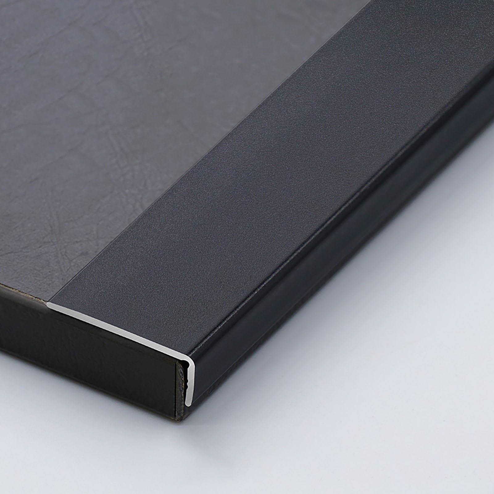 Kunovo Kunovo L-Shaped Metal Wall Corner Protector, Cuttable Edge Trim Transition Strip for Steps/Wall/Tiles/Stairs, Home Floor Transition Edge Banding Bar (Color : Black)