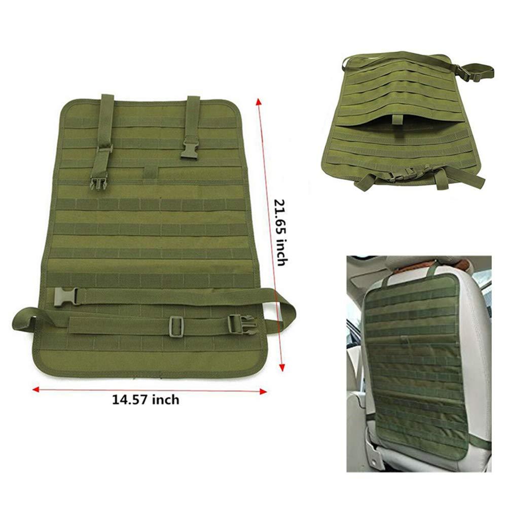 HWZ HWZ Car Seat Back Organizer, Tactical MOLLE Vehicle Panel Car Seat Cover Protector Universal Fit (Black) (Green)