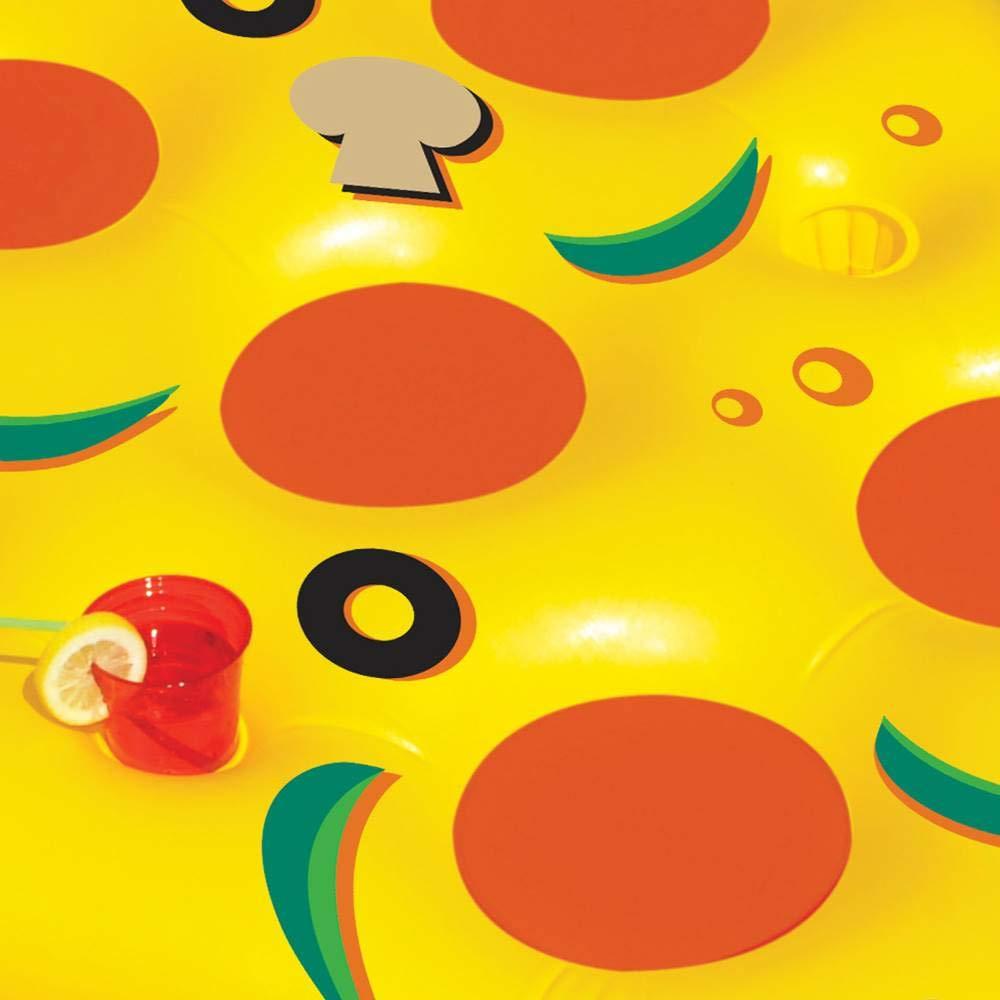 Swim Central Inflatable Yellow and Orange Pizza Slice Swimming Pool Float Raft - 72"