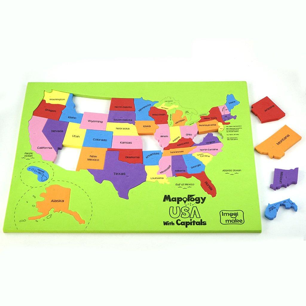 Imagimake Imagimake Mapology USA Map with Capitals | Learning States and Capitals | US Geography Toys for Ages 5-7 | Jigsaw Puzzles for Kids Ages 8-10 Years | Educational Toys for Ages 8-13