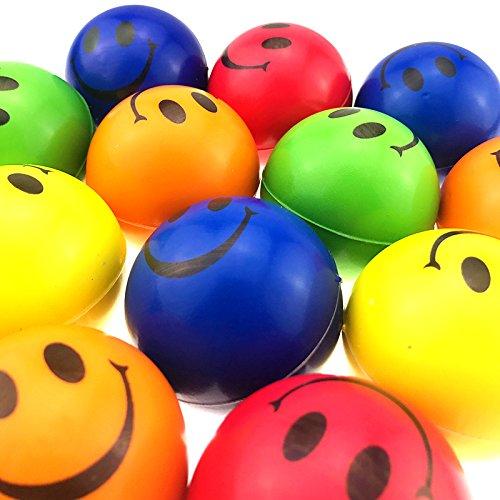 Akusety Akusety Neon Colored Smile Funny Face Stress Ball - Happy Smile Face Squishies Toys Stress Balls Bulk Pack of 12 Relaxable 2.5" Stress Relief Smile Squeeze Balls Fun Toys