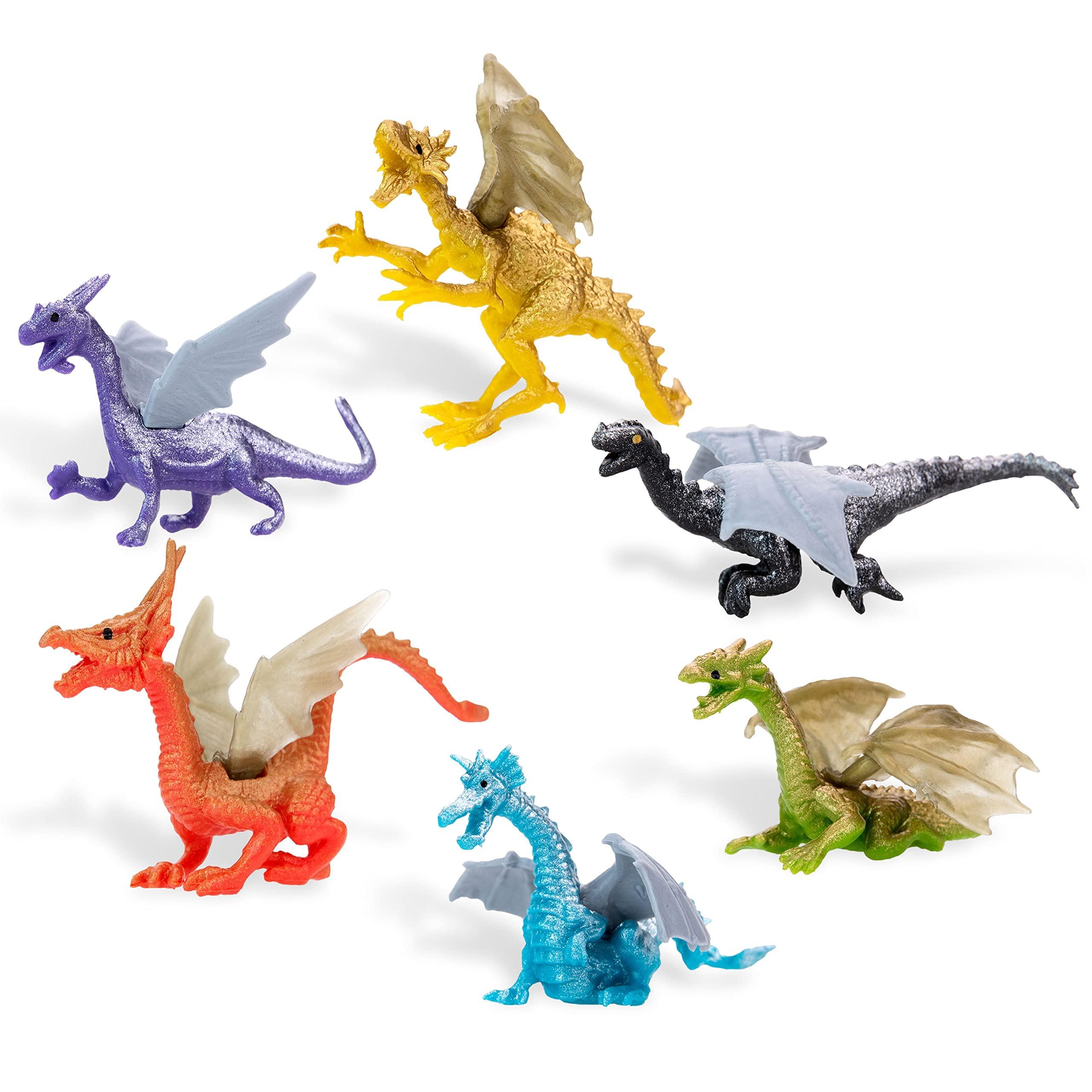 Entervending Bulk Toys - 2 Inch Dragon Toys - 100 Pcs Dragon Playset for Party Favors - Pinata Stuffers - Goodie Bag Supplies - Bulk Gifts for Kids - Vending Machine Toys - Easter Gifts for Kids