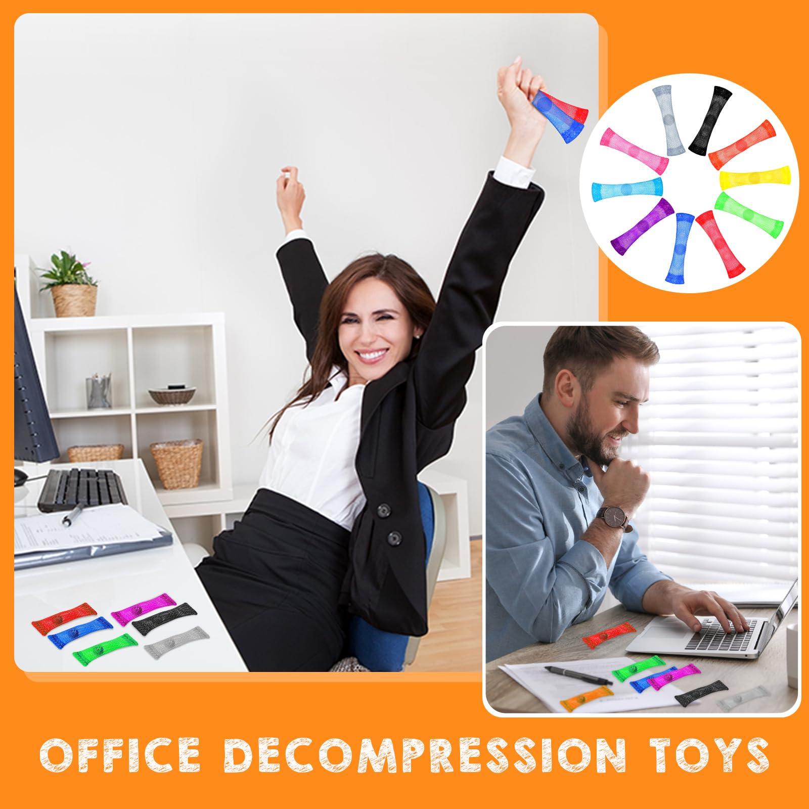 Macarrie Macarrie 100 Pieces Marble Mesh Fidget Toy Stress Relieve Fidget Toy for Anxiety Sensory Quiet Marble Sensory Toys Silent Toys for School Office ADHD Add OCD Autism Gifts(Bright Style)