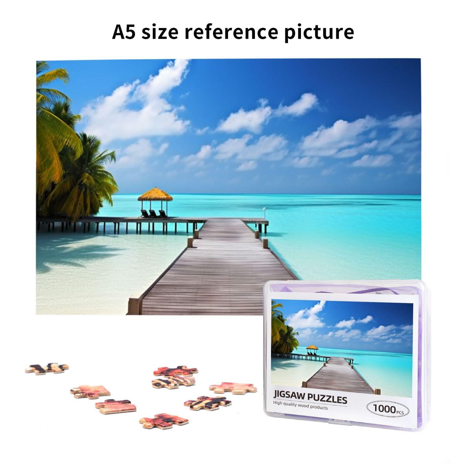 RLDOBOFE Maldives Holidays Puzzles Personalized Puzzle 1000 Pieces Jigsaw Puzzles from Photos Picture Puzzle for Adults Family (29.5\" x 19.7\")