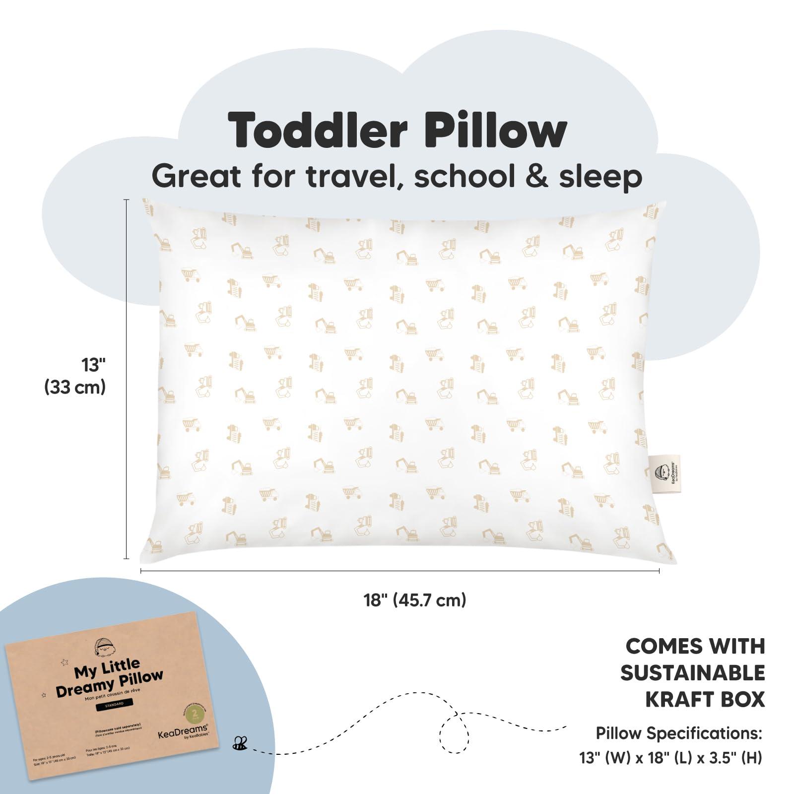 KeaBabies KeaBabies 2-Pack Toddler Pillow - Soft Organic Cotton Toddler Pillows for Sleeping - 13X18 Small Pillow for Kids - Kids Pillows for Sleeping - Kids Pillow for Travel, School, Nap, Age 2 to 5