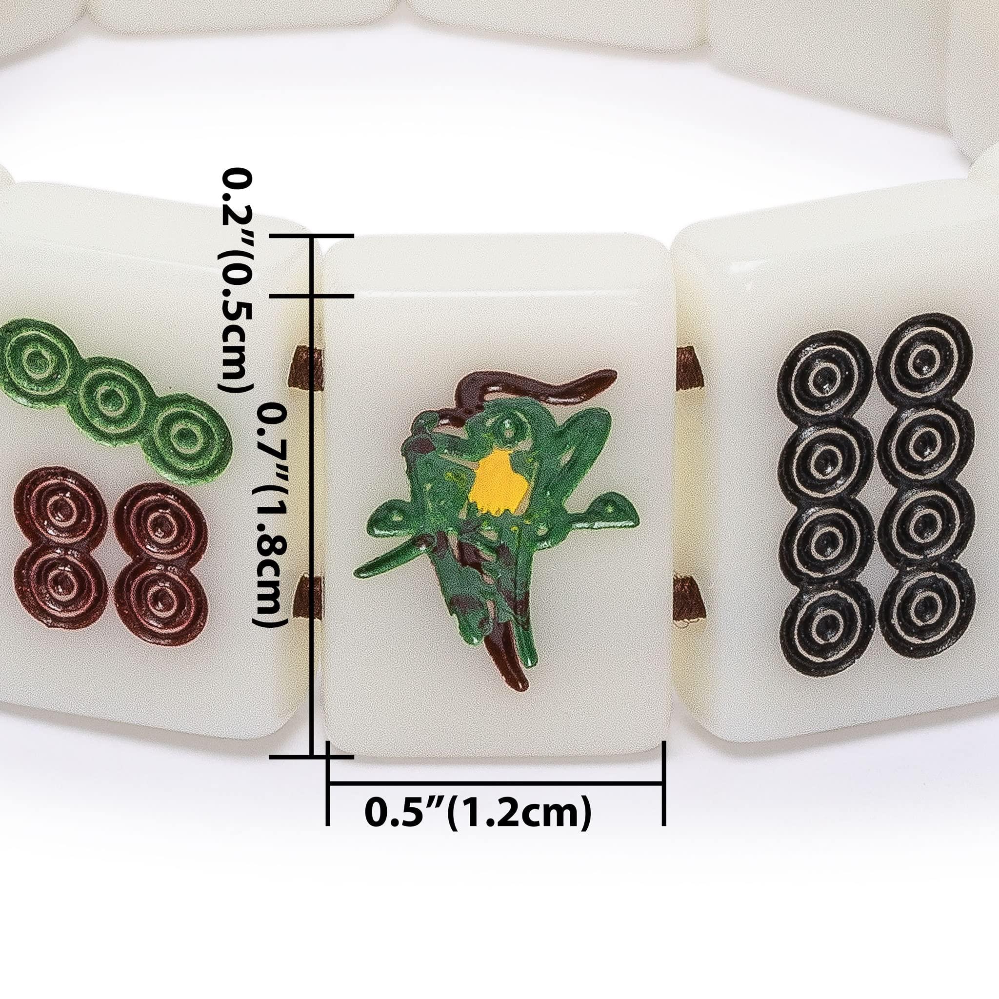 Yellow Mountain Imports Yellow Mountain Imports Mahjong Bundle - Classic Chinese Mahjong Game Set, Emerald and Mahjong Mini-Tiles Bracelet