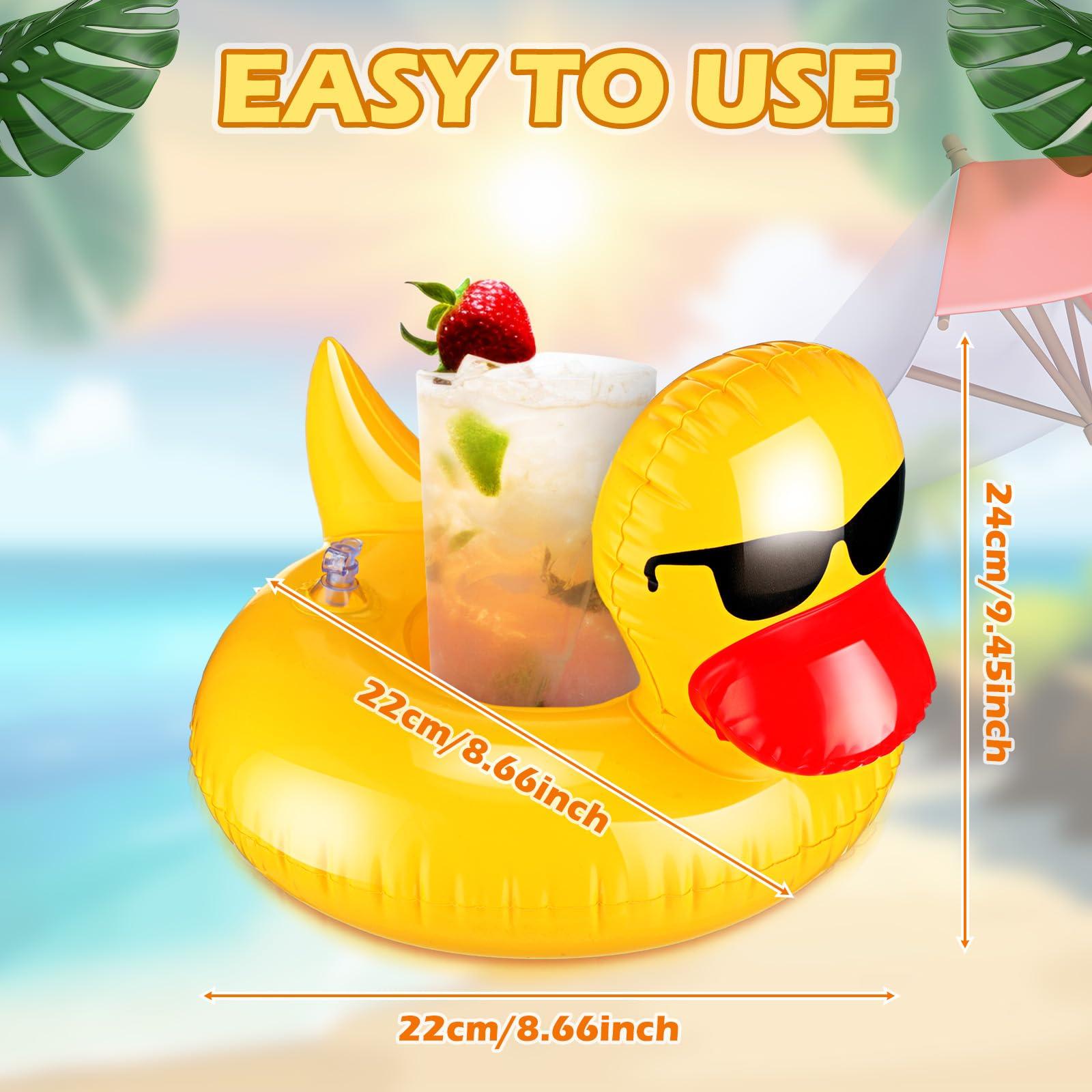 Gemscream Gemscream 24 Pcs Inflatable Duck Drink Floats Lightweight Inflatable Drink Holder Reusable Floating Cup Holder for Pool Cute Inflatable Float Cup Coasters for Boys Girls Pool Summer Hot Tubs Party