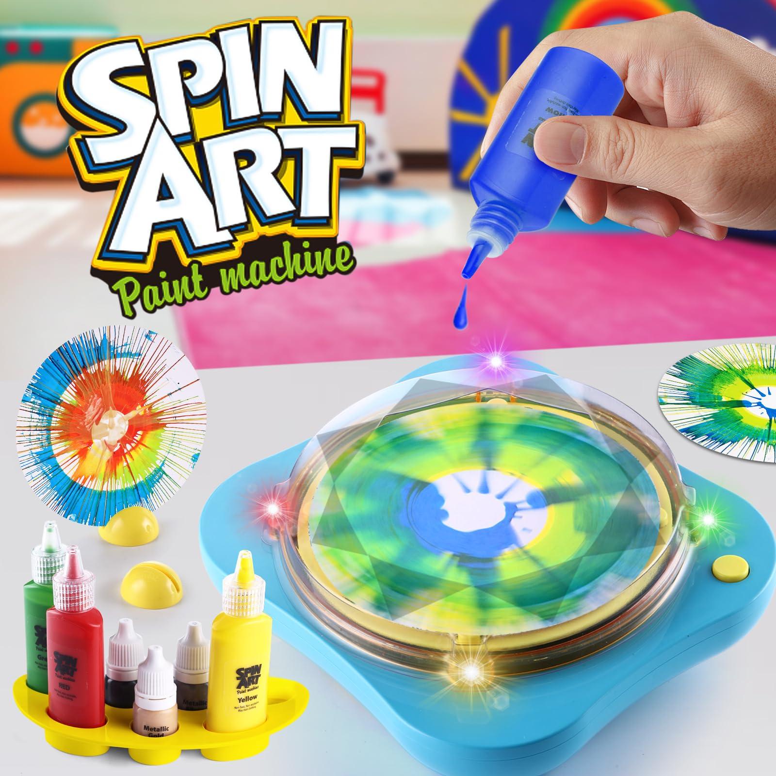 Eofeir Eofeir Paint Spin Art Machine Kit for Kids Stress Reducing Toys for Blue Arts and Crafts Set Gifts with Light & Music for Boys & Girls Ages 4 5 6 8 9 10 12 Flexible Splatter Guard,Easy to Wash