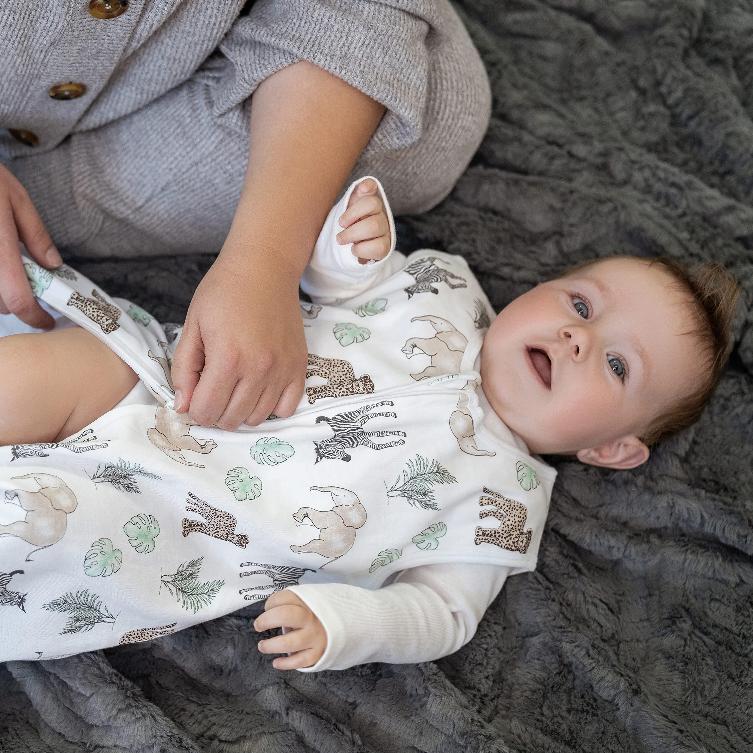 aden + anais aden + anais Essentials Easy Sleeping Bag, 100% Cotton, Wearable Baby Blanket, Medium, 6-18 Months, Jungle Animals