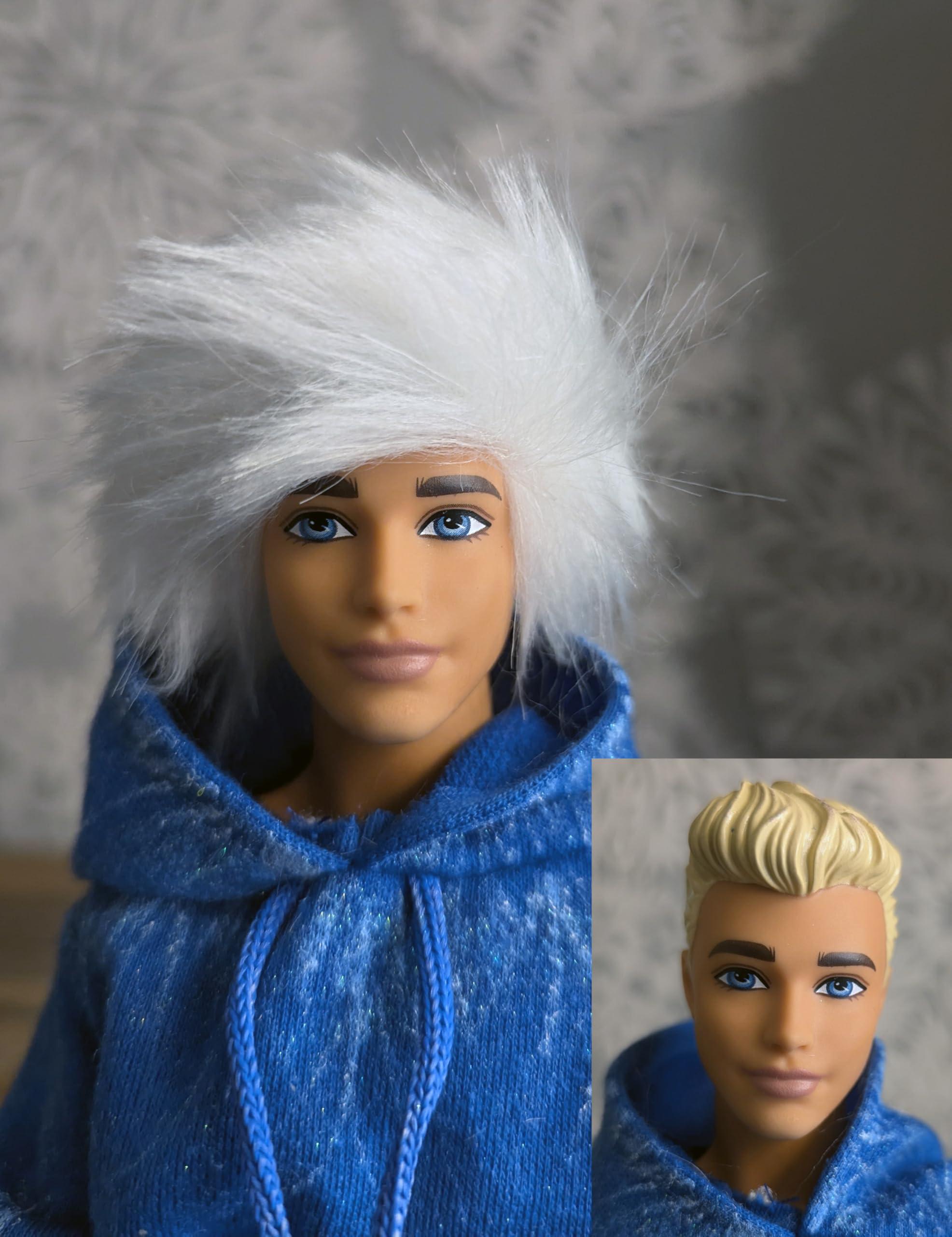 Hand-painted Jack Frost Costume - Complete Set: Hoodie, Pants, Wig & Cane for 12" (1/6) Doll