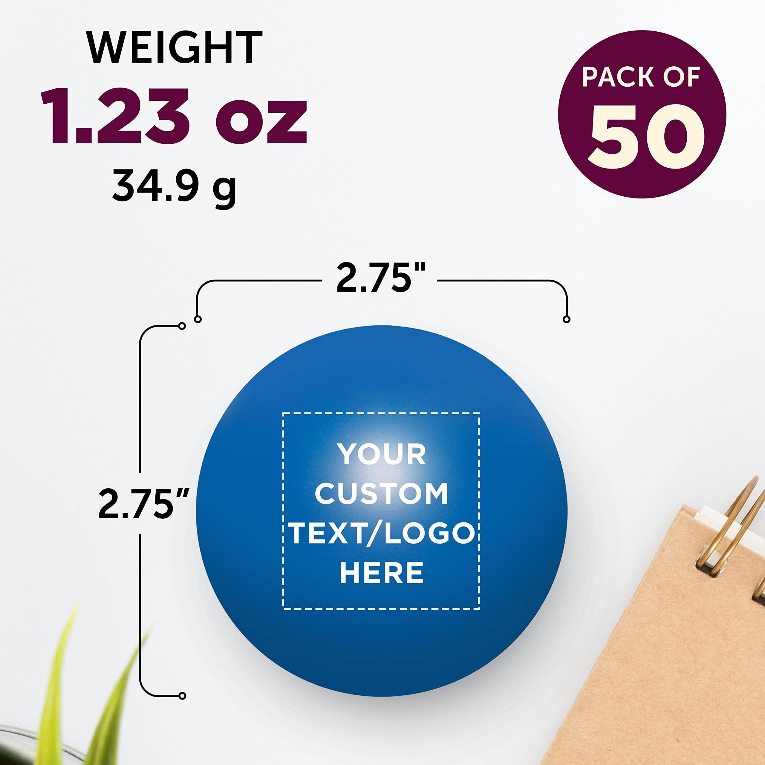 DISCOUNT PROMOS Custom Stress Balls for Adults Set of 50, Personalized Bulk Pack - Relief, Perfect for Your Desk, Office or Home - Blue