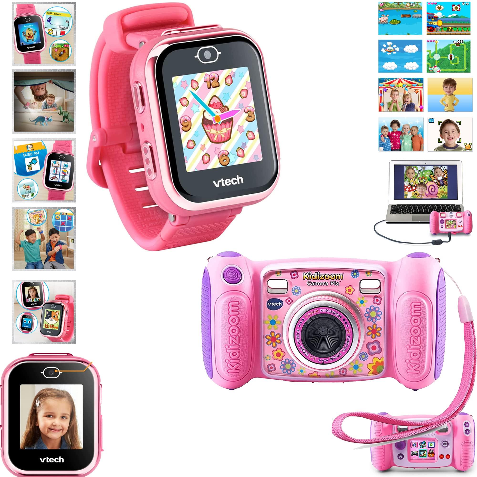 VTech VTech KidiZoom Selfie Camera & Smartwatch DX3, Educational Learning Task Games & Activities Pink (Combo Pack)