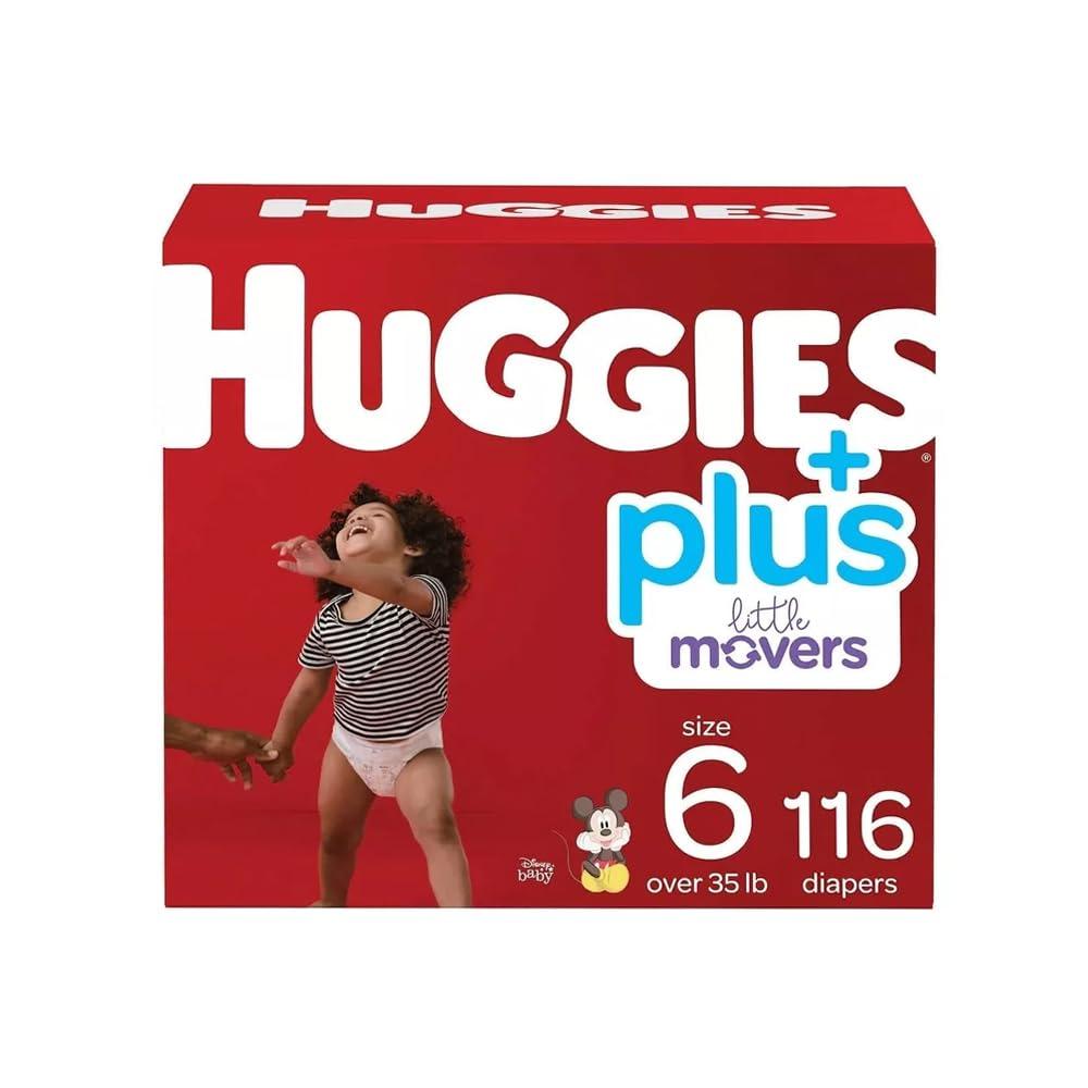 HUGGIES Huggies Plus Diapers, Size 6 (35+ Pounds), 116 Count