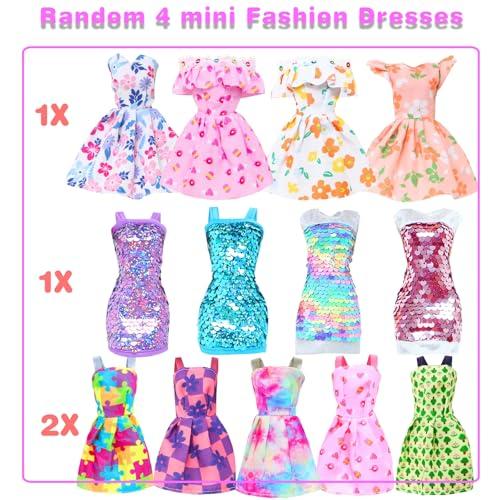 BJDBUS BJDBUS 50 Pcs Doll Clothes and Accessories, 2 Wedding Gowns 4 Fashion Dresses 2 Tops 2 Pants Outfits 2 Swimsuits Bikini 10 Shoes 10 Hangers 17 Doll Stuffers Accessories for 11.5 inch Girl Doll