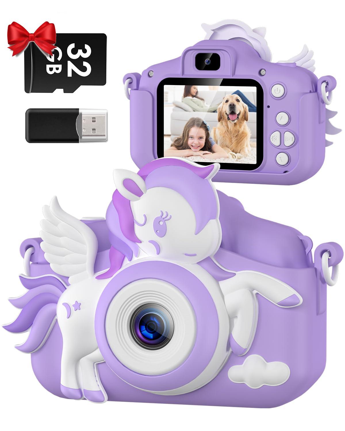 GREENKINDER GREENKINDER Kids Camera, Toddler Digital Camera for Ages 3-12 Girls Boys Childrens, Christmas Birthday Gifts, Selfie 1080P HD Video Camera for 3 4 5 6 7 8 9 Years Old Little Girls Boys Toys Purple