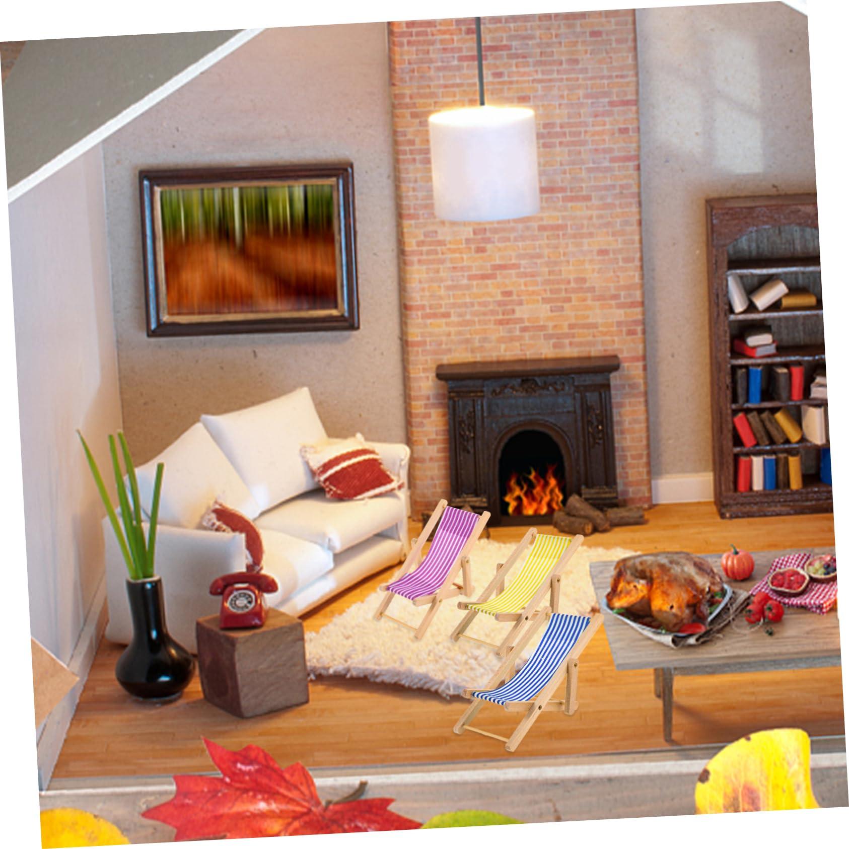 PRETYZOOM 6pcs Beach Chair Model Mini House Chair Model Miniature Chair Miniature Folding Chairs Folding Miniature Lounge Chair Mini Foldable Beach Chair Miniature Beach Chair Mini Ornament