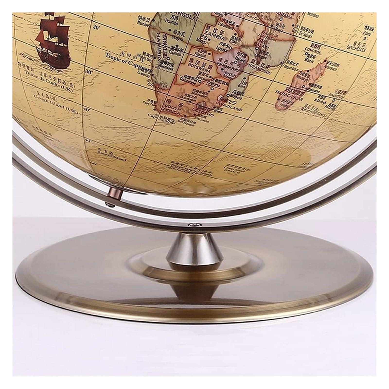 OXOAMP World Globe Newest World Globe with Stainless Steel Ball and Base Globe 16.5\"/42cm Large Educational World Map Globe for Kids Bedside
