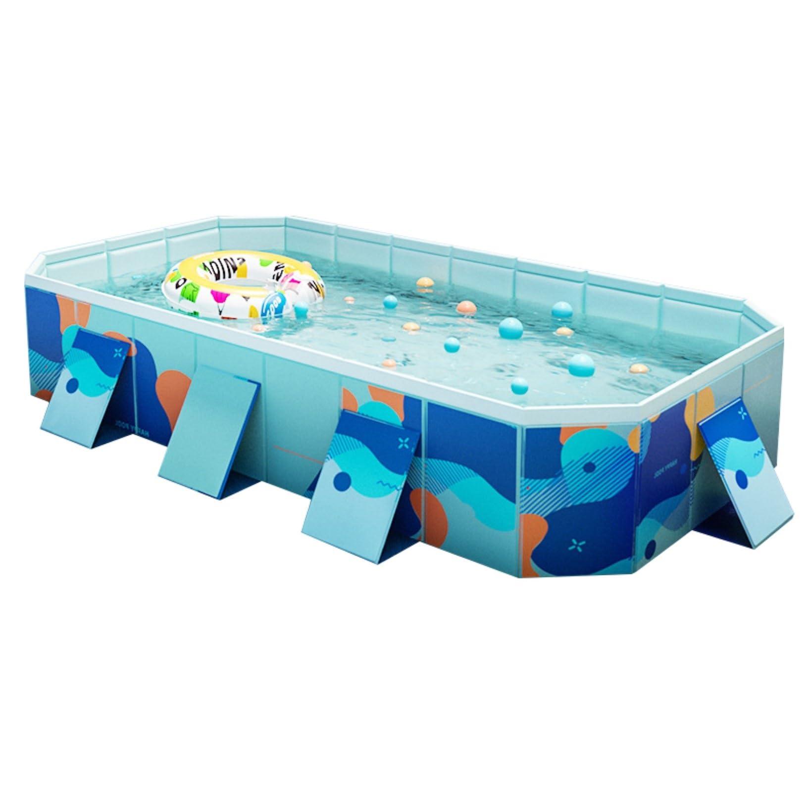 TQQEPOOL Foldable Swimming Pools,Hard Plastic Dog Swimming Pool,Anti-Slip Dog Pool/Pet Pool/Kiddie Pool/Bath Pool for Backyard and Outdoor (Color : Blue, Size : 3m)