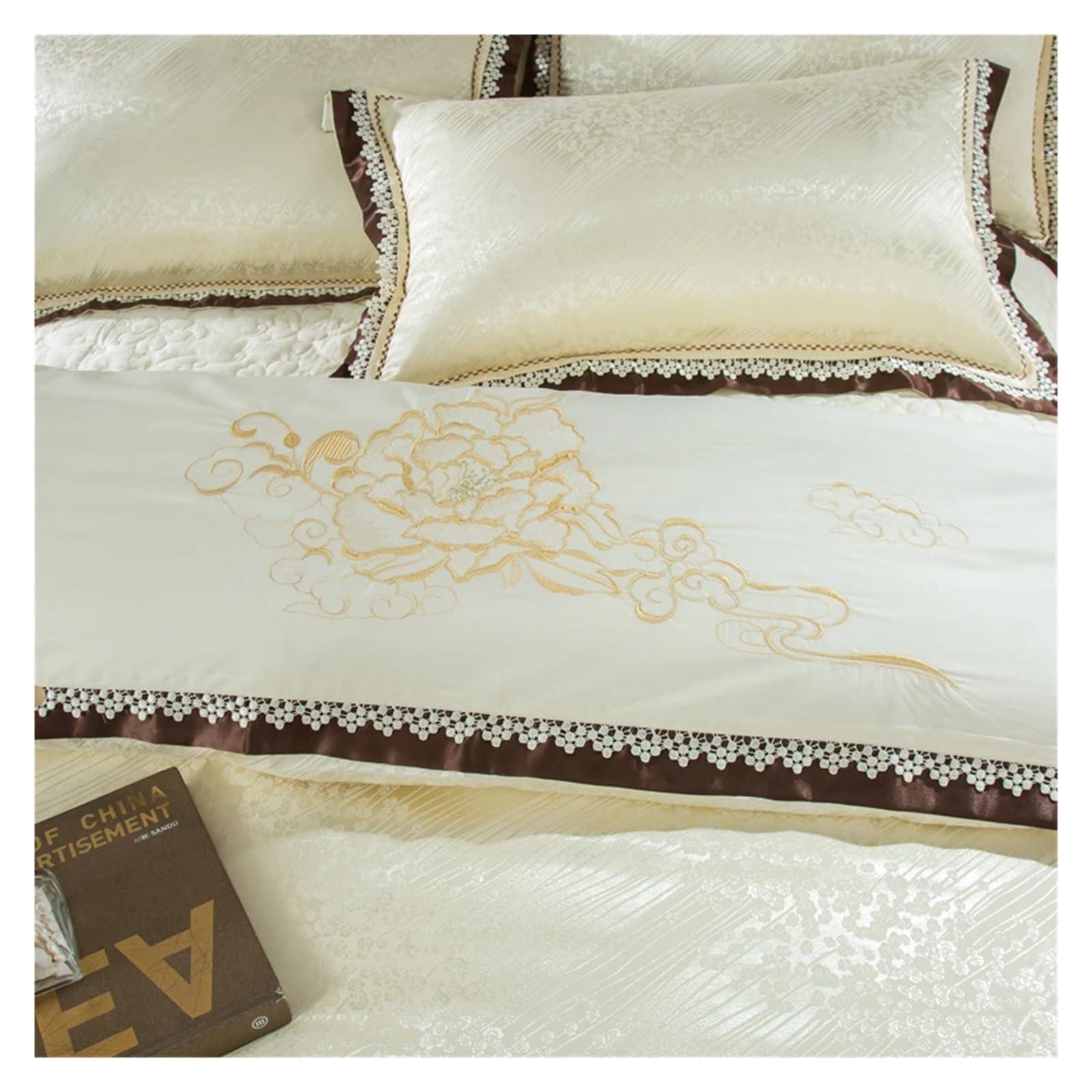 ADovz ADovz Luxury Jacquard Bedding Set 4pcs Duvet Cover Sets Cotton Bedspread Bed Linen Flat Bed Sheet Set Pillowcase Home Textile,Bed Sheets