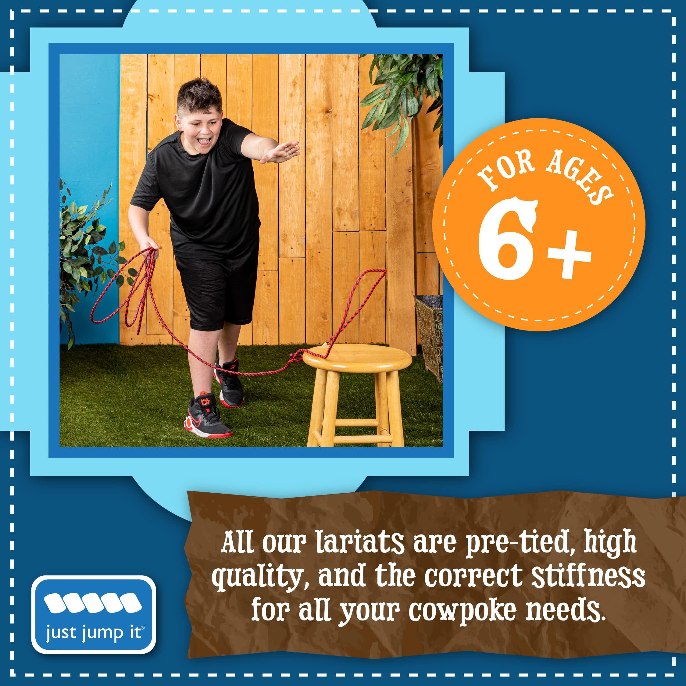 Just Jump It Just Jump It Lil Lariat Junior Lasso Rope - Pre-Tied 20\' Kids Cowboy Rope - Pink and White