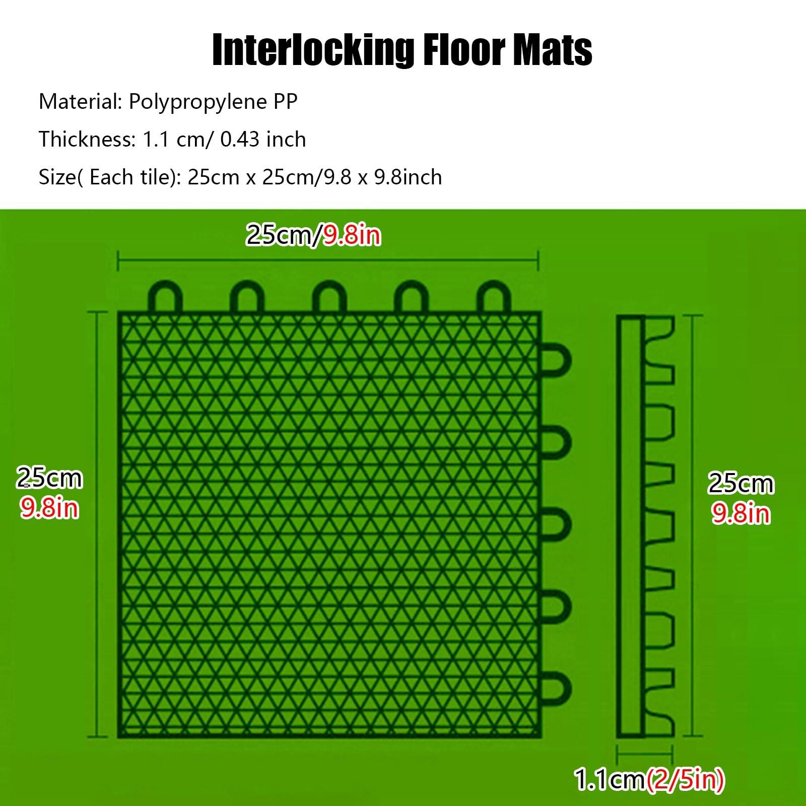 ZJKXJH Sport Court Tiles Outdoor Basketball, 1010 Inch Modular Interlocking Floor Tile/ Mats for Gymnasium Playground Public Leisure Place Waterproof DIY Puzzle Flooring, Red Yellow Blue Green ( Color : Red