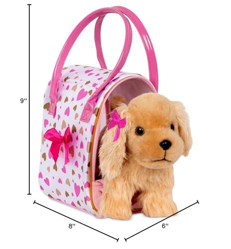 Pucci Pups by Battat Pucci Pups - Gold & Pink Heart Print Glam Bag w/Cocker Spaniel, 8 inches