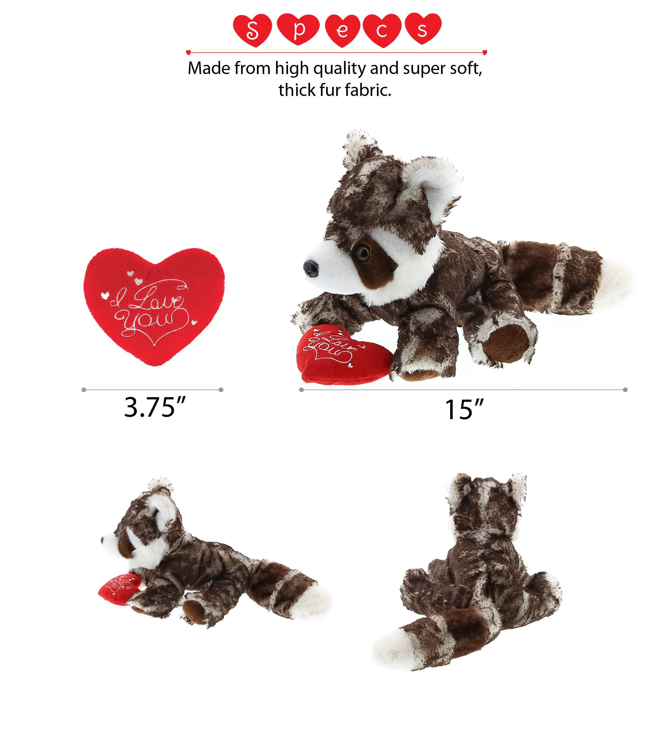 DolliBu DolliBu I Love You Valentine Plush Red Panda - Cute Stuffed Animal with Red Heart and Name Personalization Gift for Valentines Day, Birthday, Anniversary, Romantic Date - 15 Inches
