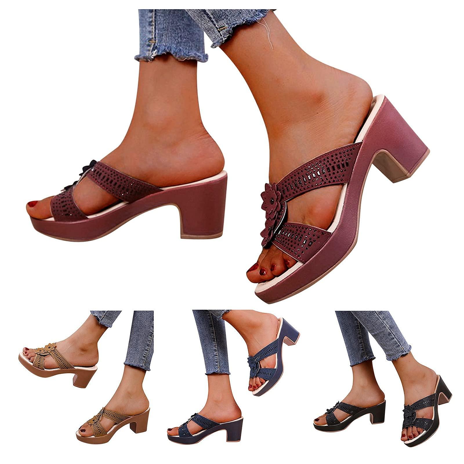 ZBYY ZBYY Women's Wedge Sandals,Fashion Comfort Slip On Peep Toe High Heel Platform Sandals Slide Wedge Sandals