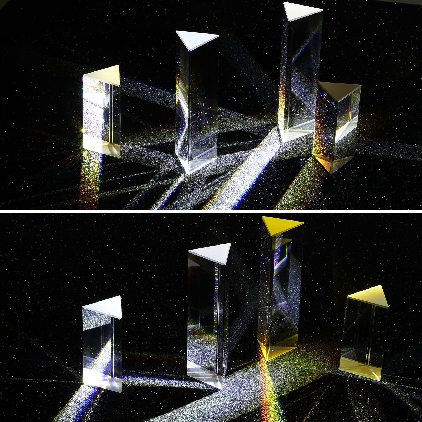 Kanayu Kanayu 12 Pack Clear Triangular Prism Optical Glass Triangular Prism Triple Prism for Photography Effects Physics Teaching Light Spectrum Optics Prism (2.5 Inch, 4 Inch)
