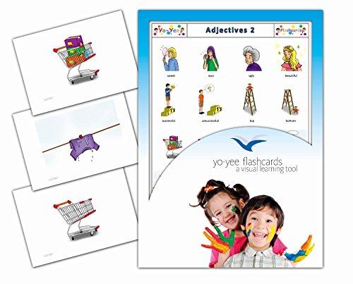 Yo-Yee Flashcards Yo-Yee Flashcards Bundle - 4 Sets of Adjectives and Opposites Flash Cards - Vocabulary Picture Cards for Preschoolers, Toddlers 2-4, Kids and Adults