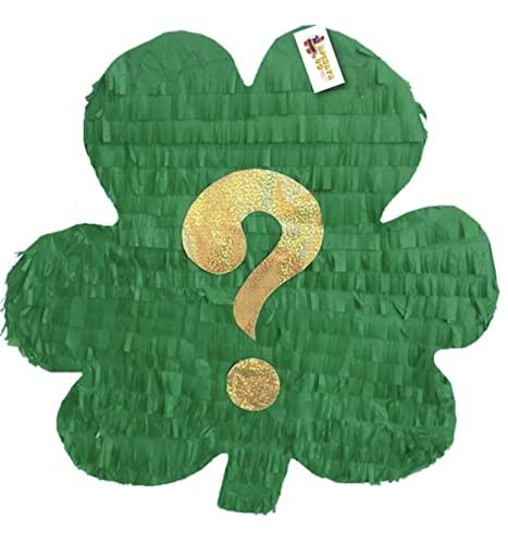A Pinata 4 U Green Shamrock Pinata Gold Question Mark St Patricks Day Gender Reveal St Patricks Day Party Little Lad or Little Lass Lucky Shamrock St Pats Day