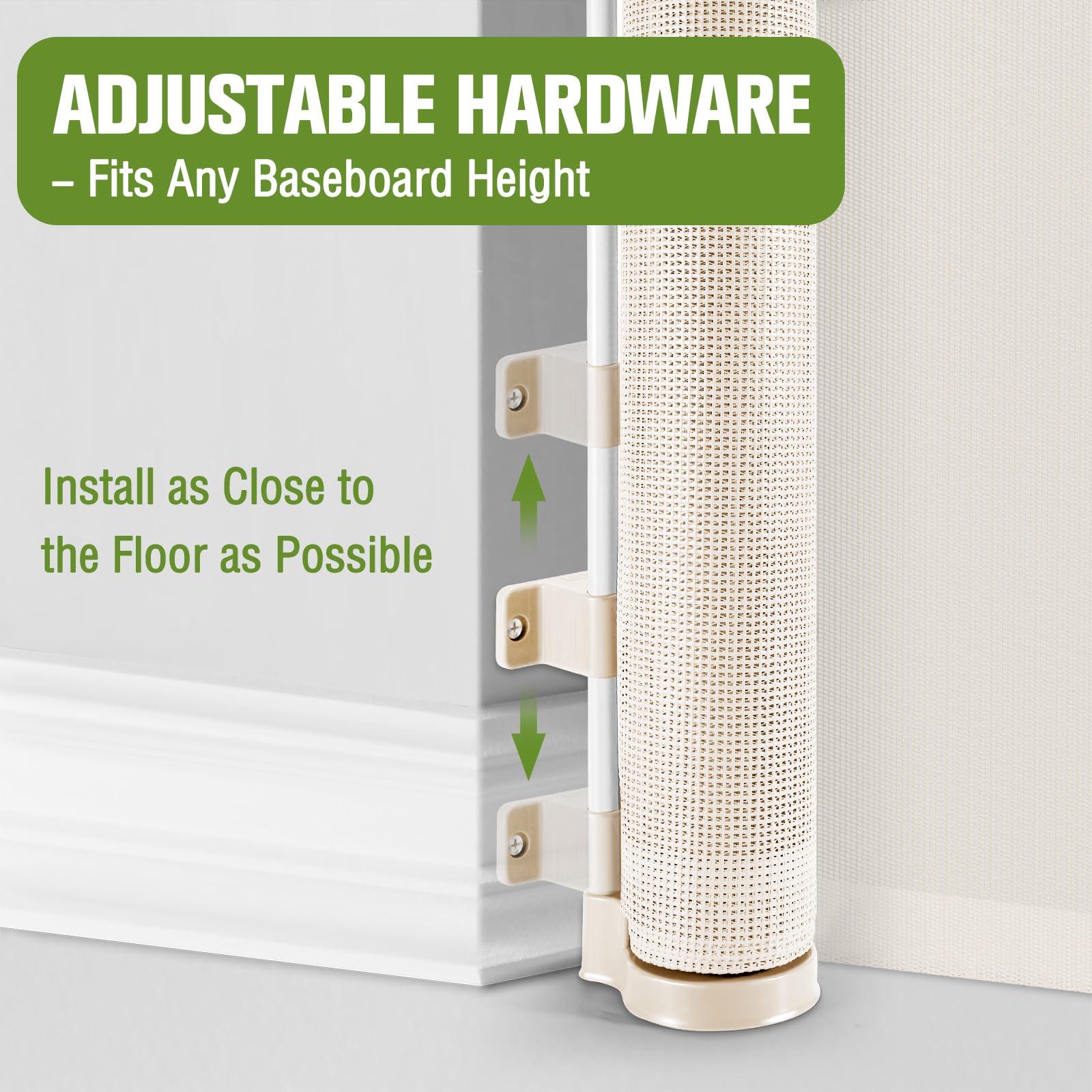 KISKIZ 65 Inch Wide Retractable Baby Gates for Doorways Retractable Dog Gate for Stairs, Indoor Mesh Baby Gate Retractable Gate Outdoor Tall Baby Gates for Dogs, Baby Barrier Retractable Safety Gate, Beige