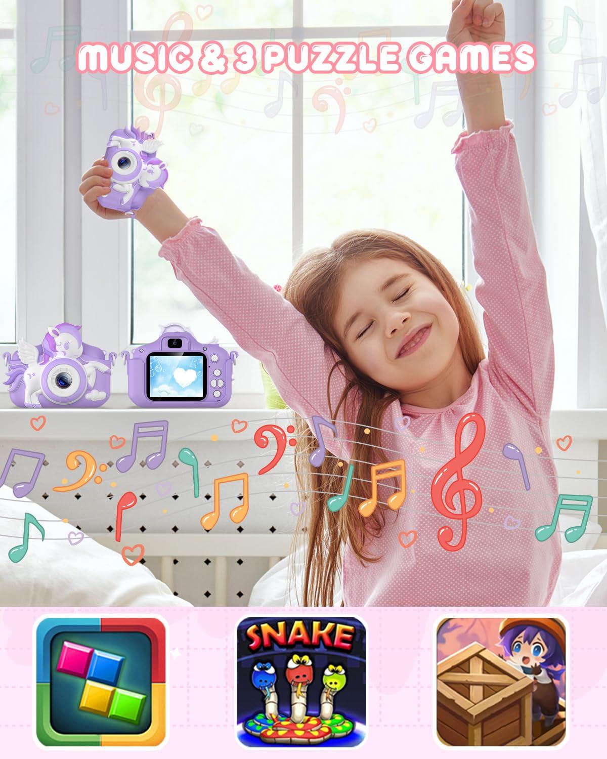 GREENKINDER GREENKINDER Kids Camera, Toddler Digital Camera for Ages 3-12 Girls Boys Childrens, Christmas Birthday Gifts, Selfie 1080P HD Video Camera for 3 4 5 6 7 8 9 Years Old Little Girls Boys Toys Purple