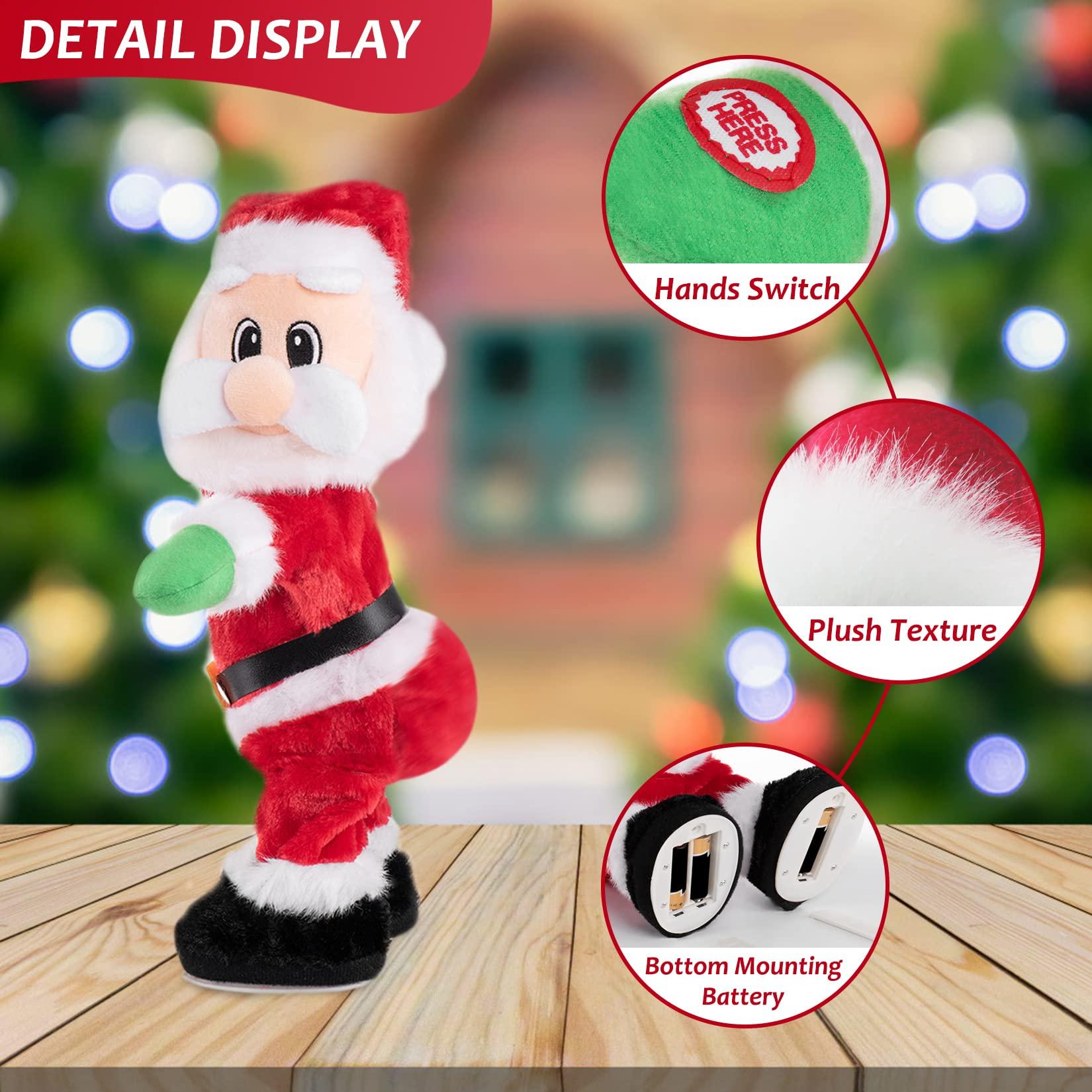 Gfilay Gfilay Twerking Santa Claus - Dancing Electric Christmas Stuffed Plush Doll Singing English Song Xmas Santa Toys for Kids