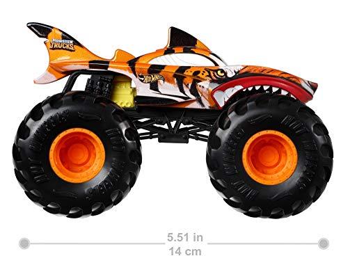 Hot Wheels Hot Wheels Monster Trucks Tiger Shark die-cast 1:24 scale vehicle with Giant Wheels for kids age 3 to 8 years old great gift toy trucks large scales