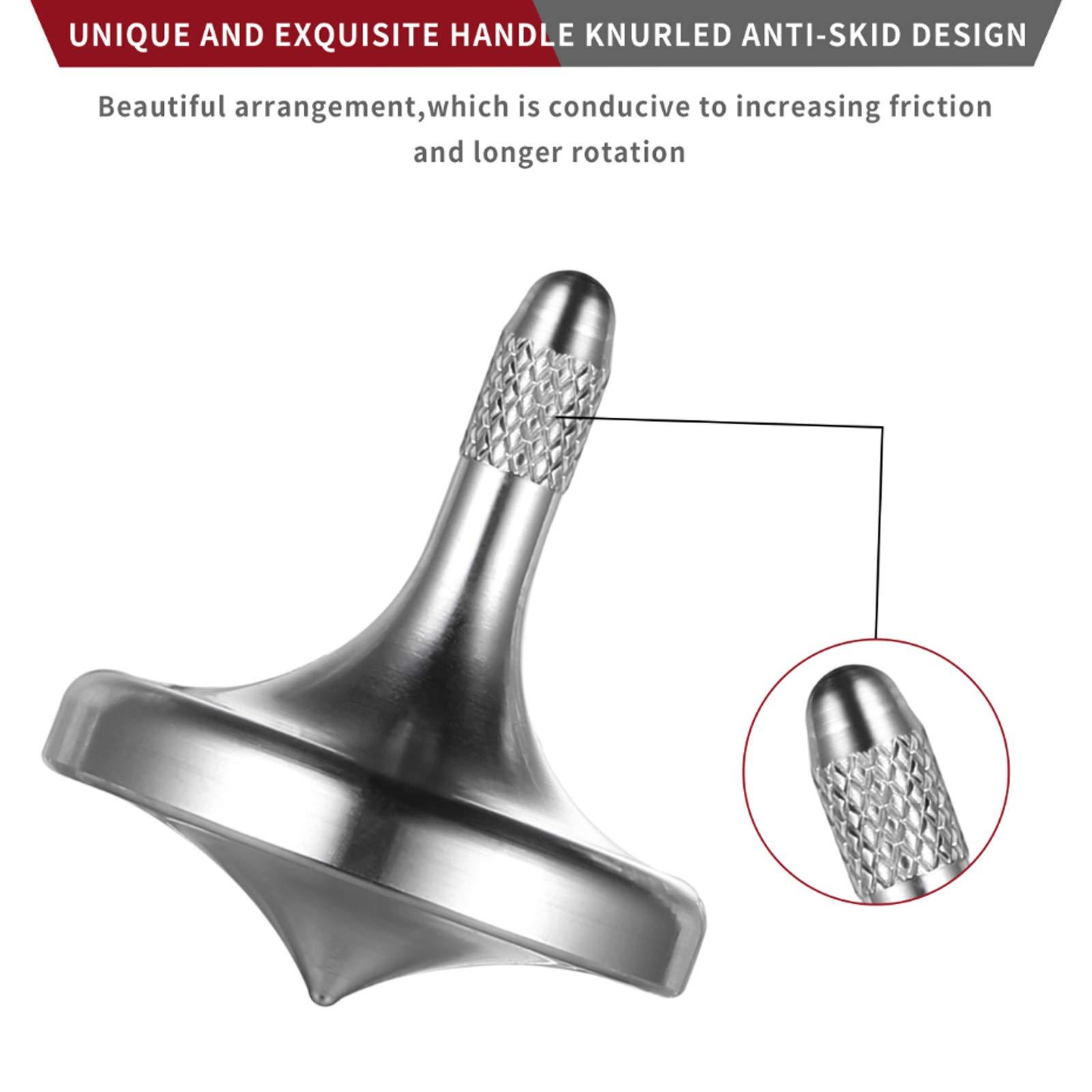 CHEETOP CHEETOP Precision Metal Spinning Top, Well Made Stainless Steel Spin Long Lasting Exceed 6 Mins Desktop Gyro EDC Toy, Perfect Balance Easy to Use Kill Time Efficiently (Pro-Silver)